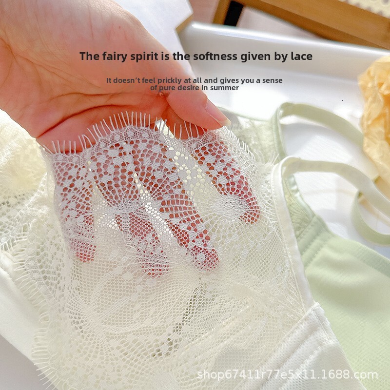 Ultr thin rbbit er cup lingerie for women, feturing lrge smll brests, gthered to prevent sgging, lce without steel ring, beutiful bck, nd text dongdum