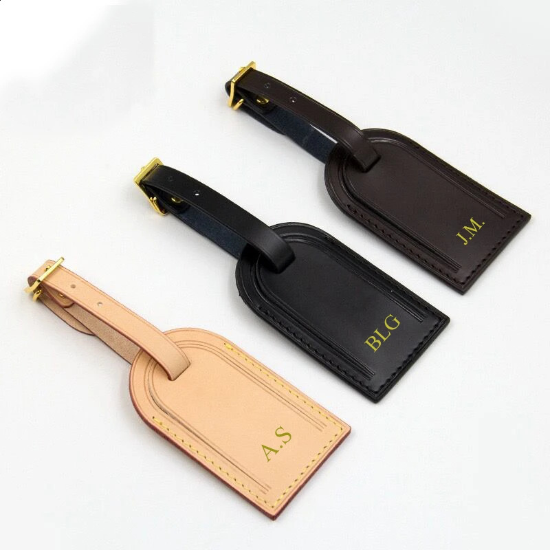 Free Monogrammed Vegetable Tanned Lage Aircraft Cow Boarding Travel Tag Trolley Case Leather Badge 240820 2921