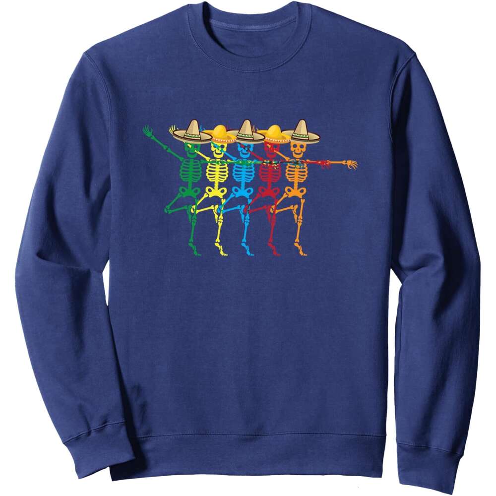 Long Sleeve Shirts for Men sweatshirt Multicolored 5 Skeletons With Mexican Hats Funny Sweatshirt T shirt Tee Streetwear Casual tops clothes