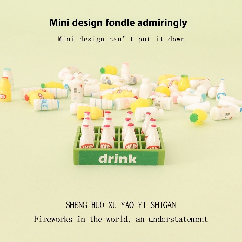 Miniature simulation beverage frame, mini milk bottle, micro landscape, baby house decoration technology, ornaments, accessories
