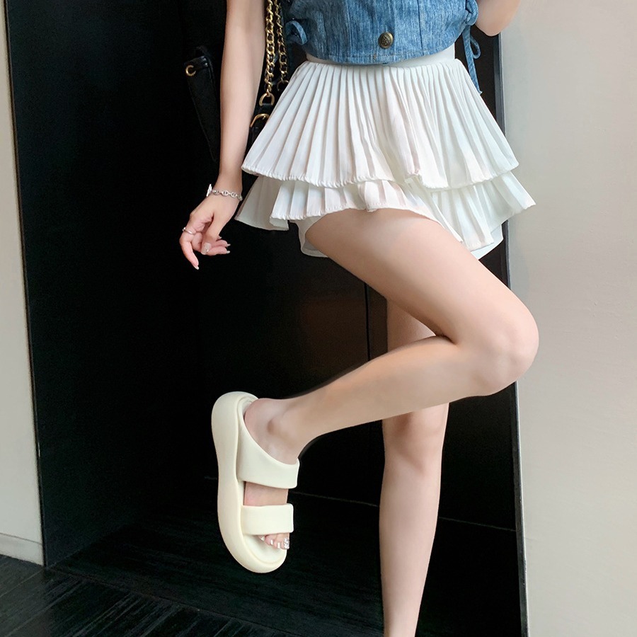 Ddmysports Grape Mom S Same Style Summer New Round Head Straight E With Thick Sole Soft Elastic And A Feeg Of Stepping On Feces Genuine Leather Cool S