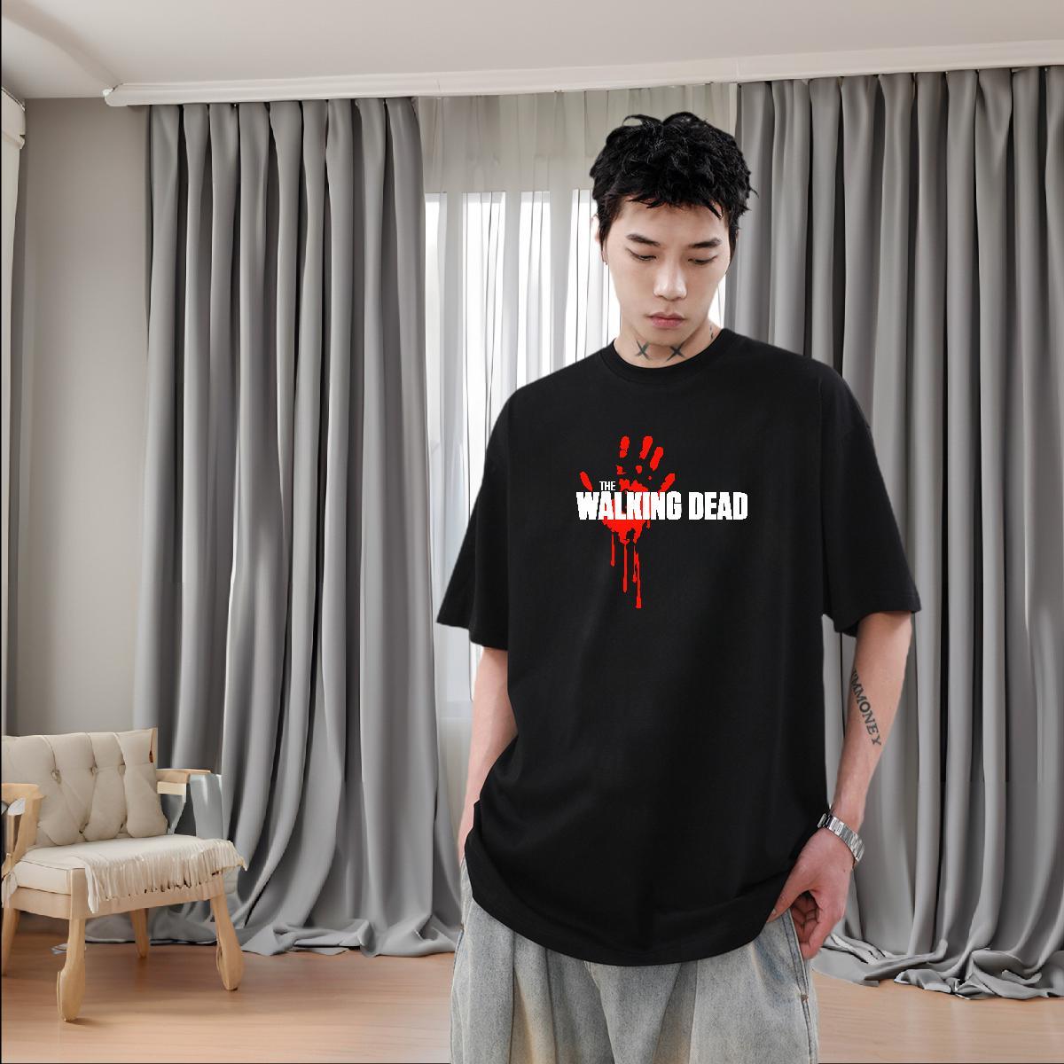 Fashion New Couples T Shirts 230g Pure Cotton Summer Casual scary Round Neck Short Sleeve T shirt Loose Custom Printing Clothes