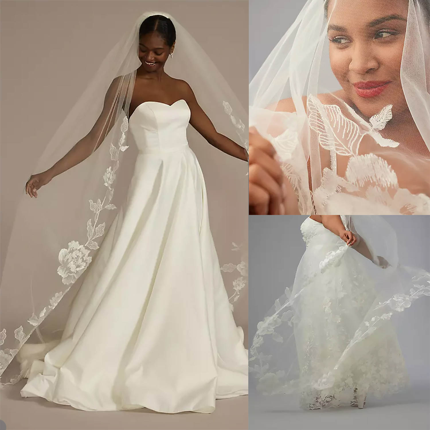 Vintage Wedding Veil Appliques One Layer Long Chapel Length Veils Applique Edge With Comb Custom Made Bridal Accessories