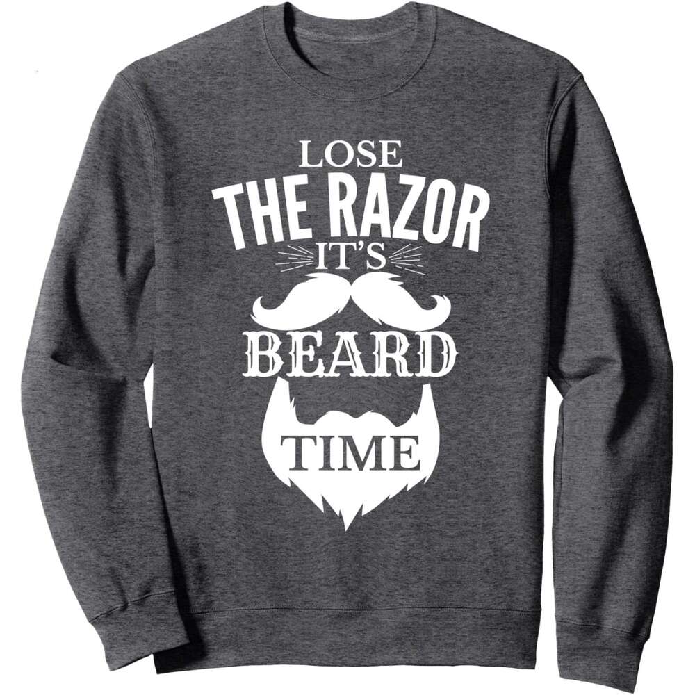Long Sleeve Shirts for Men sweatshirt Loose The Razor It Is Beard Time Hipster Sweatshirt T shirt Tee Streetwear Casual tops clothes