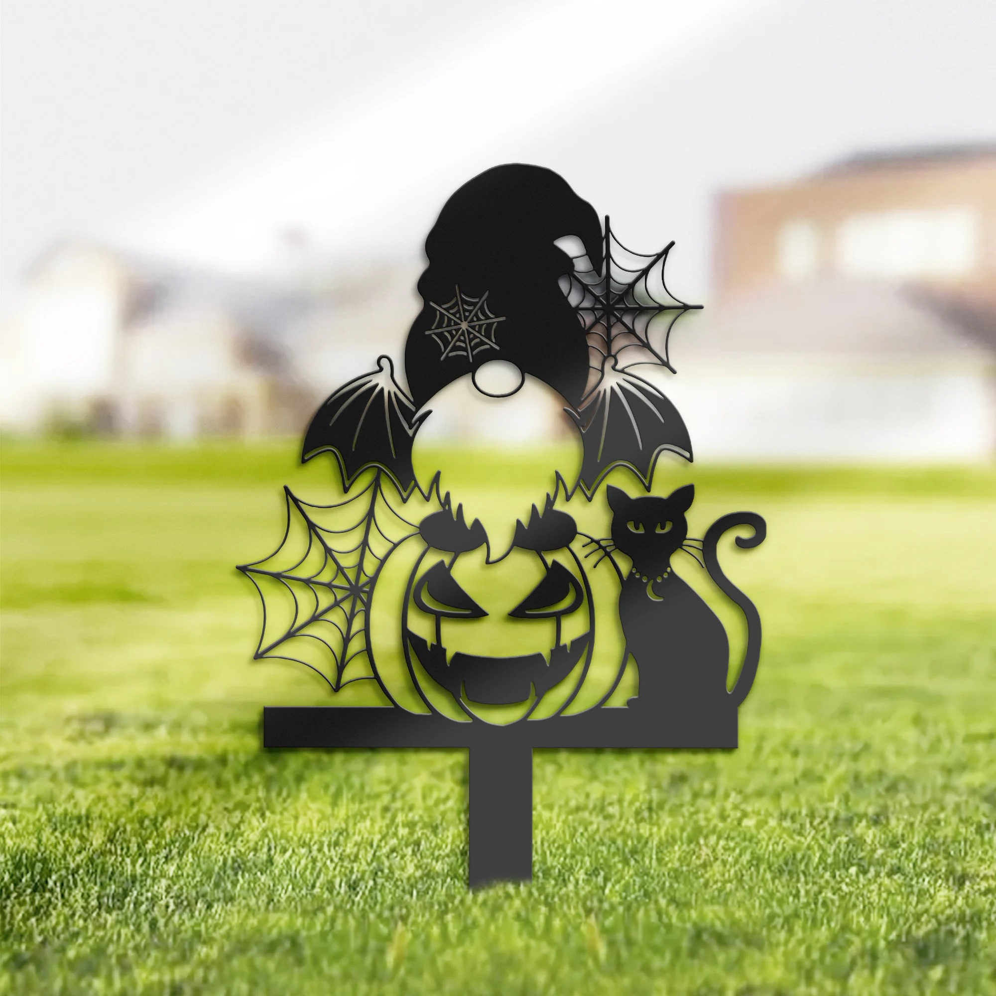 Halloween Gnomes and Pumpkins Metal Yard Stakes Outdoor Decor Garden Signs Porch Decor Holiday Gifts