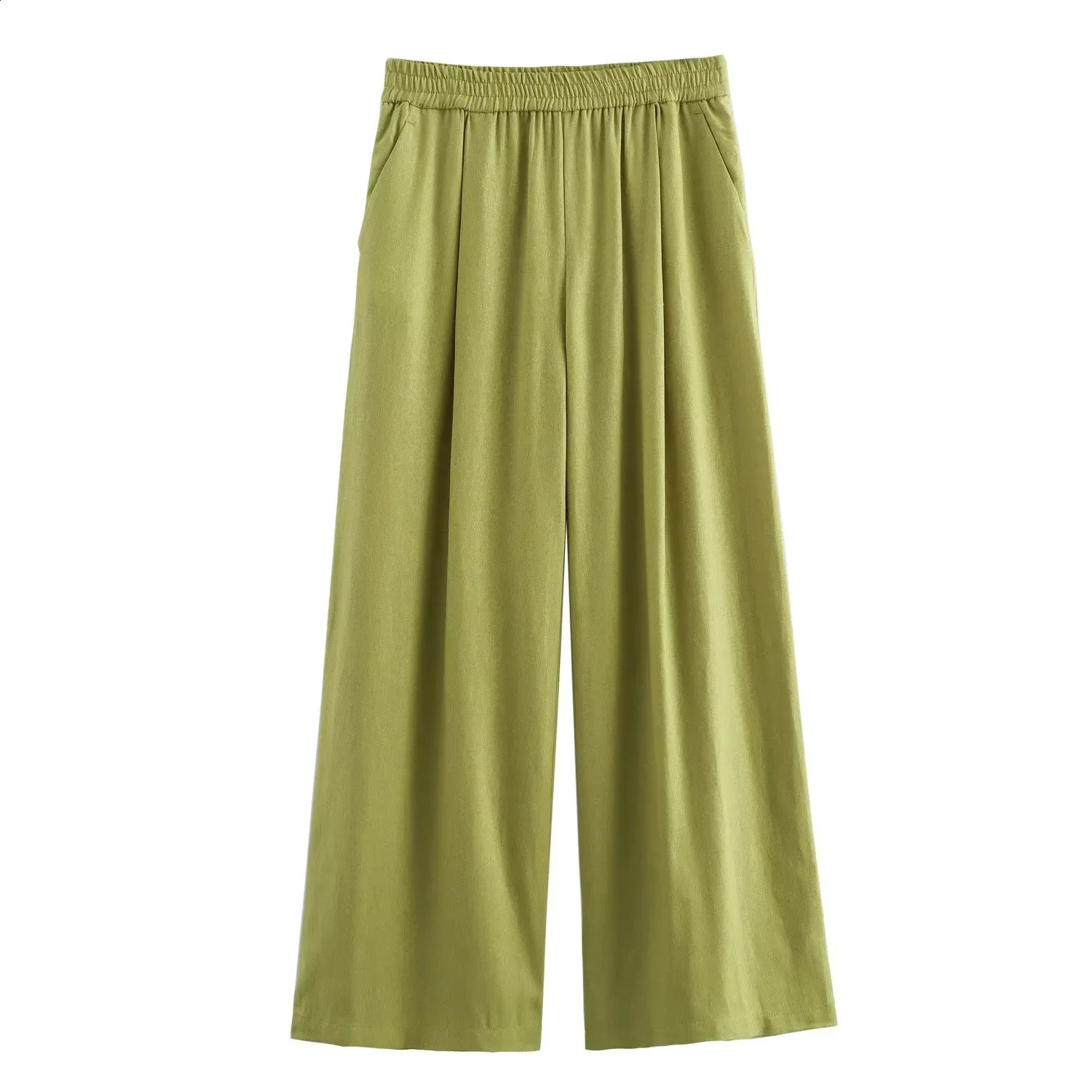 Womens Fashion Suit Autumn Casual Thin Loose Linen Shirt Elastic Straight Pants Suit Womens Two-piece Set 240820