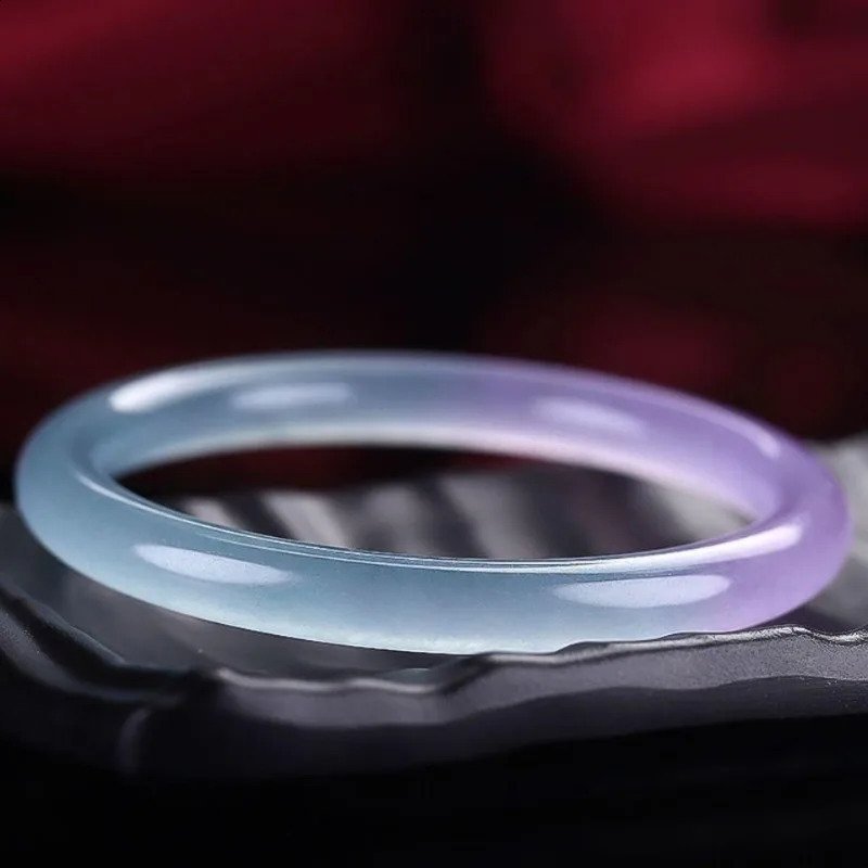 Ice Violet Handcarved Round Jade Bracelet Fashion Boutique Jewelry Mens and Womens Beauty 240813