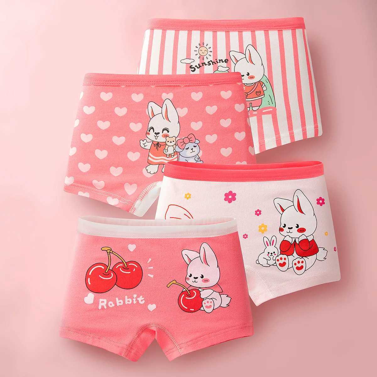 Girls Panties 4pcs/lot Briefs for Kids Cartoon Teenage Underwear for Girls Cotton Children Shorts Young Girl Thong 1-14years Y240821