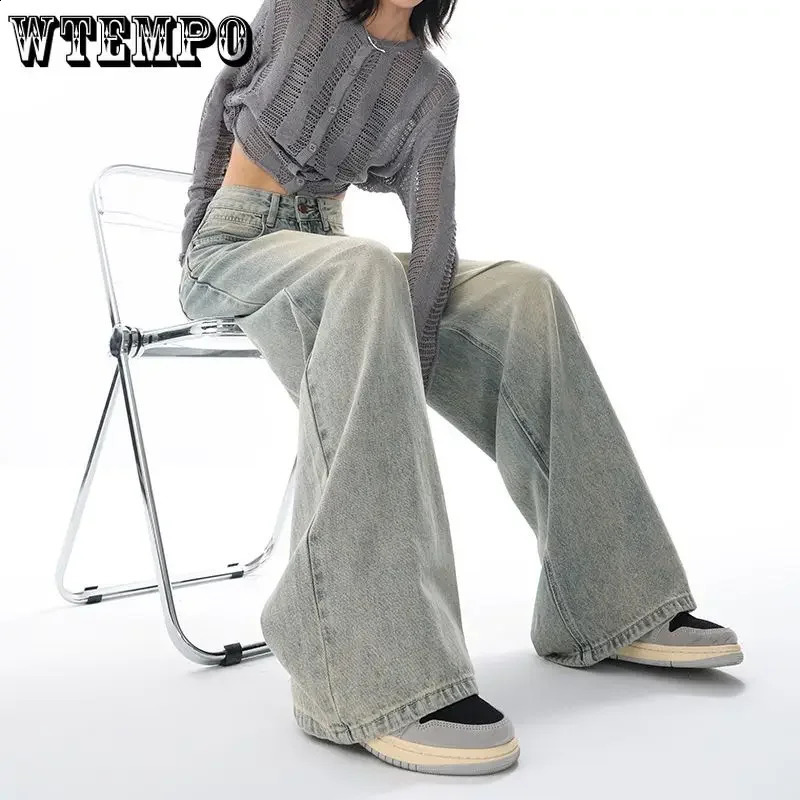 Full Length Baggy Jeans Women High Waisted Wide Leg Denim Pants Light Blue Loose Trousers Korean Casual Streetwear Y2K 240821