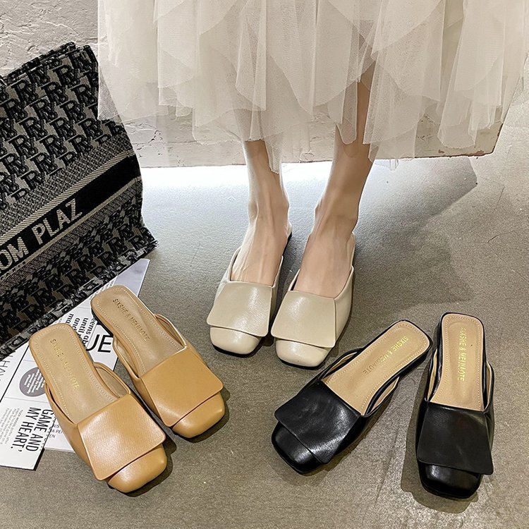 Ddmysports Design Sense Niche Flat French Semi Trailers External M Ller Slippers Women S Shoes Spring Summer OUTDOOR