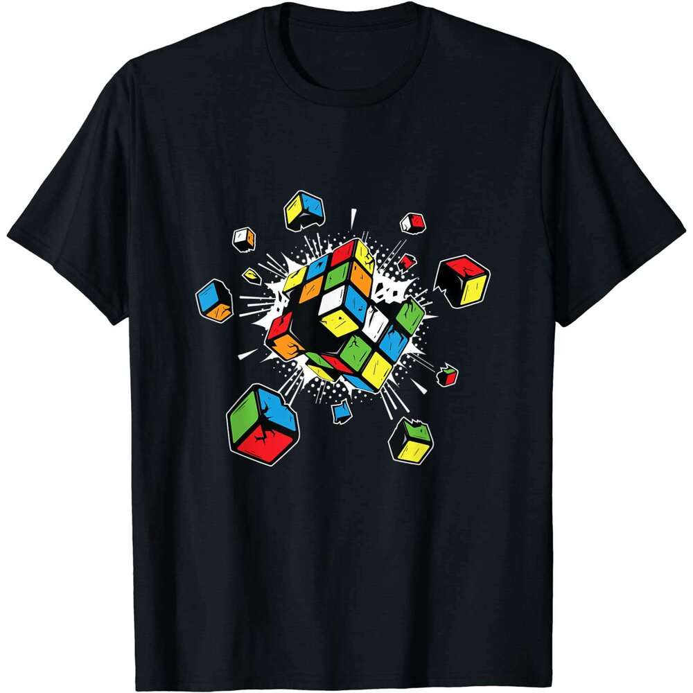 rubix Exploding rubi rubics cube present gift for kids T-Shirt Fiess Tight Tshirts Classic Tops & Tees Cotton Men Casual cs