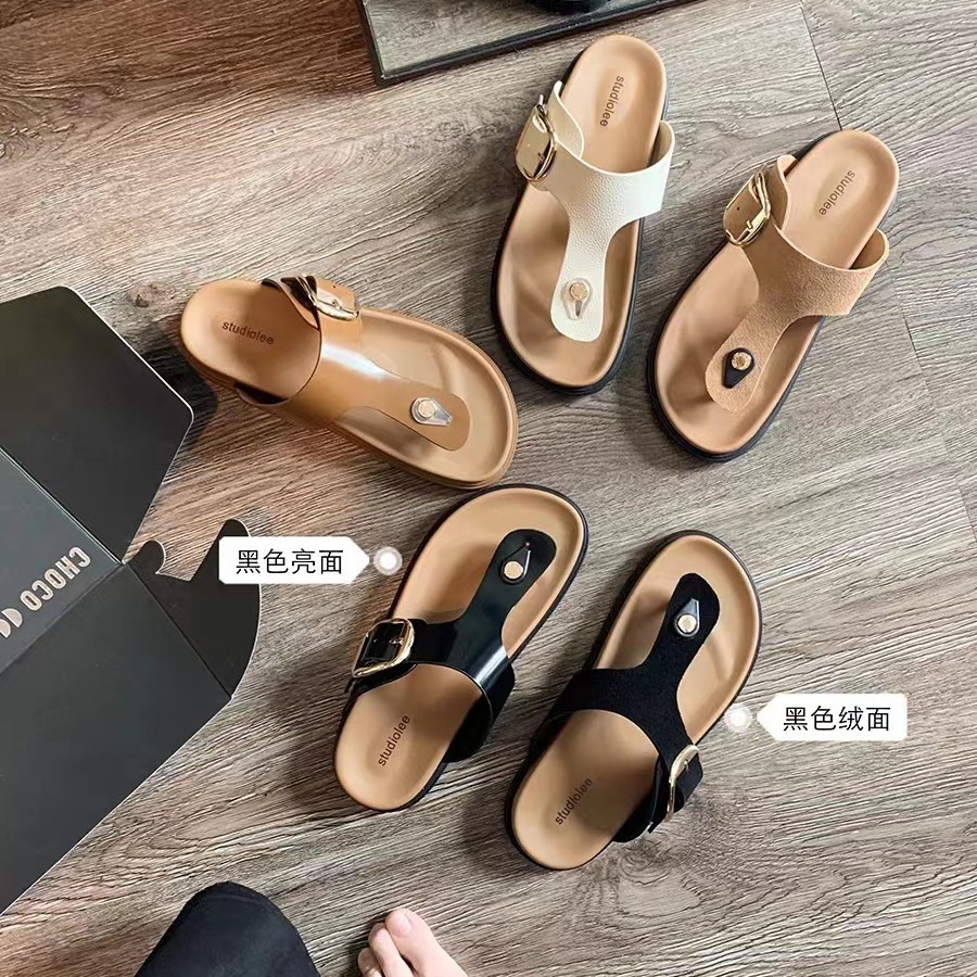 Ddmysports Grape Mom Same Style Rida Pinch Toe Wide Straight Strap Adjustable Square Buckle Flat Bottom Boken Slippers Women S Summer OUTDOOR