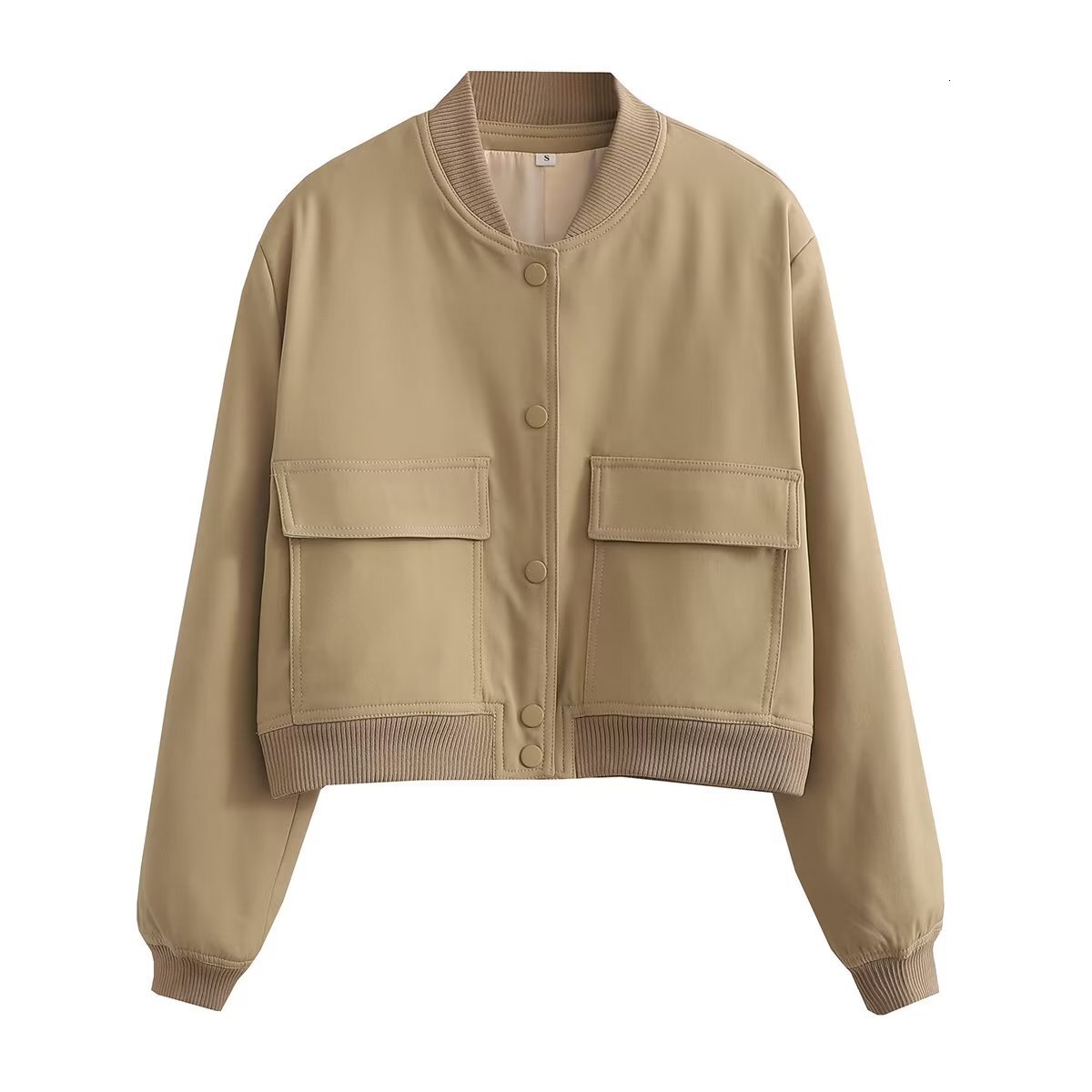 2024 Spring New Style Women's Big Pocket Stand up Collar Jacket for Women A19621