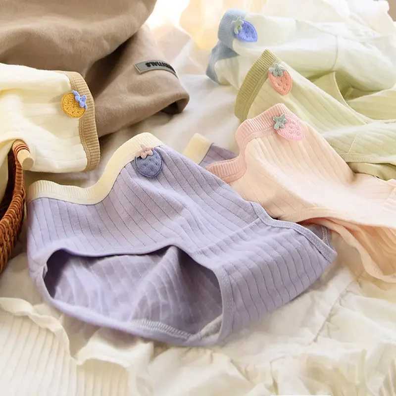 5PCS Kids Solid Antibacterial Panties for Girls Cotton Soft Cute Briefs 3+y Young Child Underwears Baby Thin Breathable Knickers Y240821