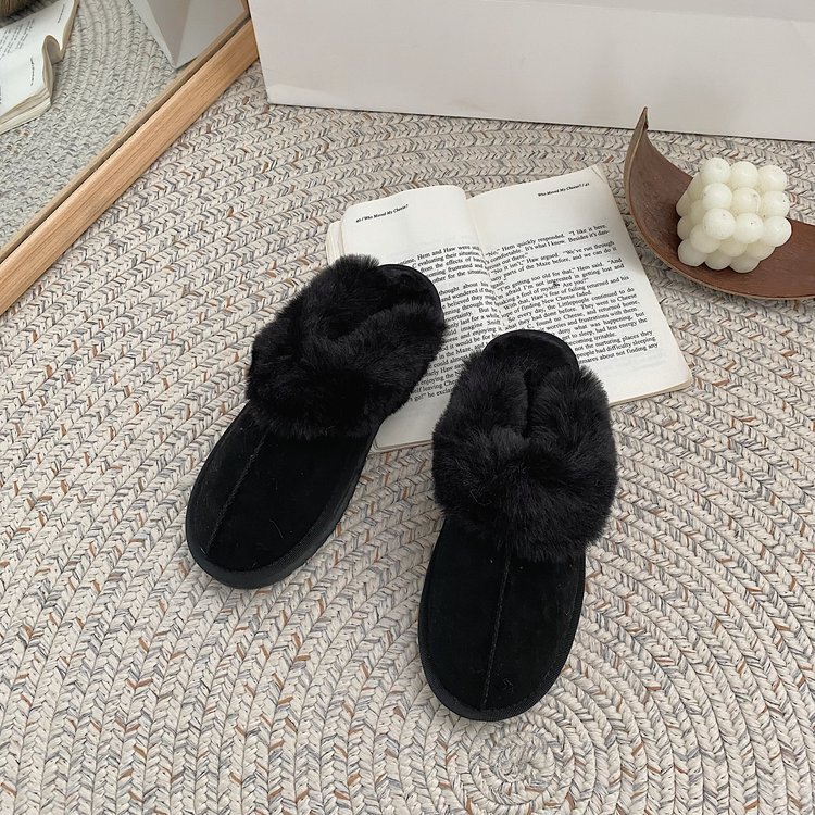 Ddmysports Thick Soled Women Wearing Leather Fur As Piece With A Top Plush Snow Boots Sponge Cake And Cotton Slippers For One Foot Winter OUTDOOR