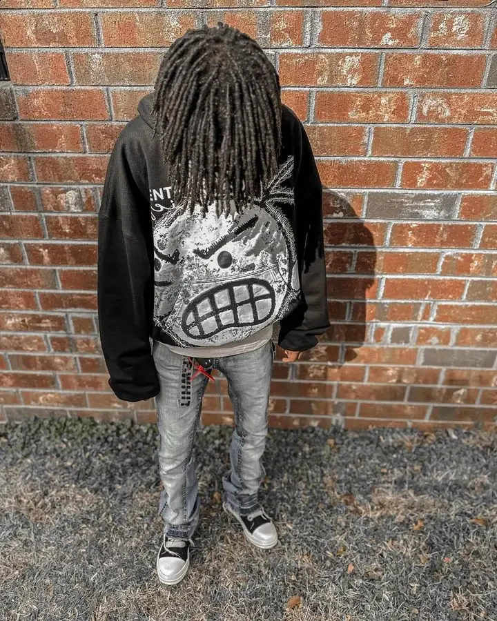 Streetwear Sweatshirt Harajuku Hip Hop Cartoon Graphic Printed Oversized Hoodies Men Women Y2K Gothic Black Pullover Hoodies 240809