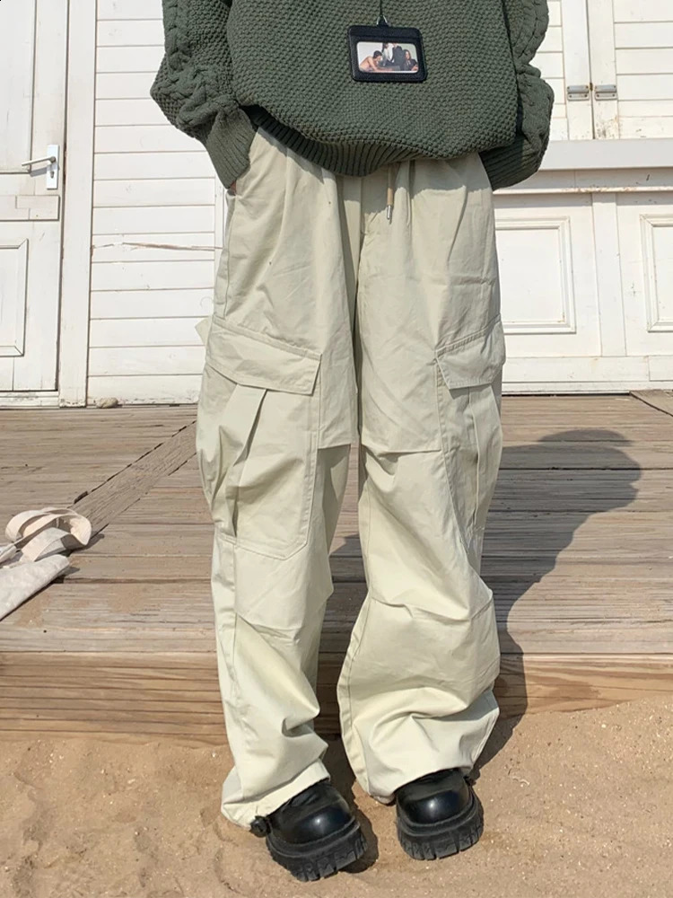 HOUZHOU Techwear Parachute Wide Cargo Pants Men Hip Hop Wide Leg Trousers Male Quick Drying Streetwear Loose Oversize Korean 240814