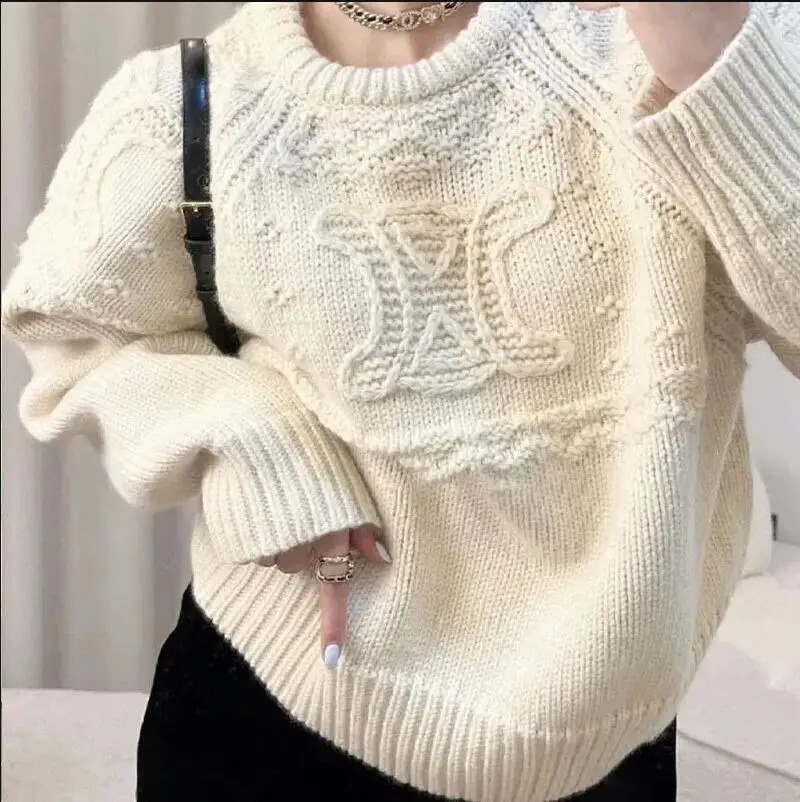 Autumn/winter 3D Knitted Sweater Top High-end Feel Age-reducing Loose-fit Pullover n Sensibility Sweater Jacket For Women 240820