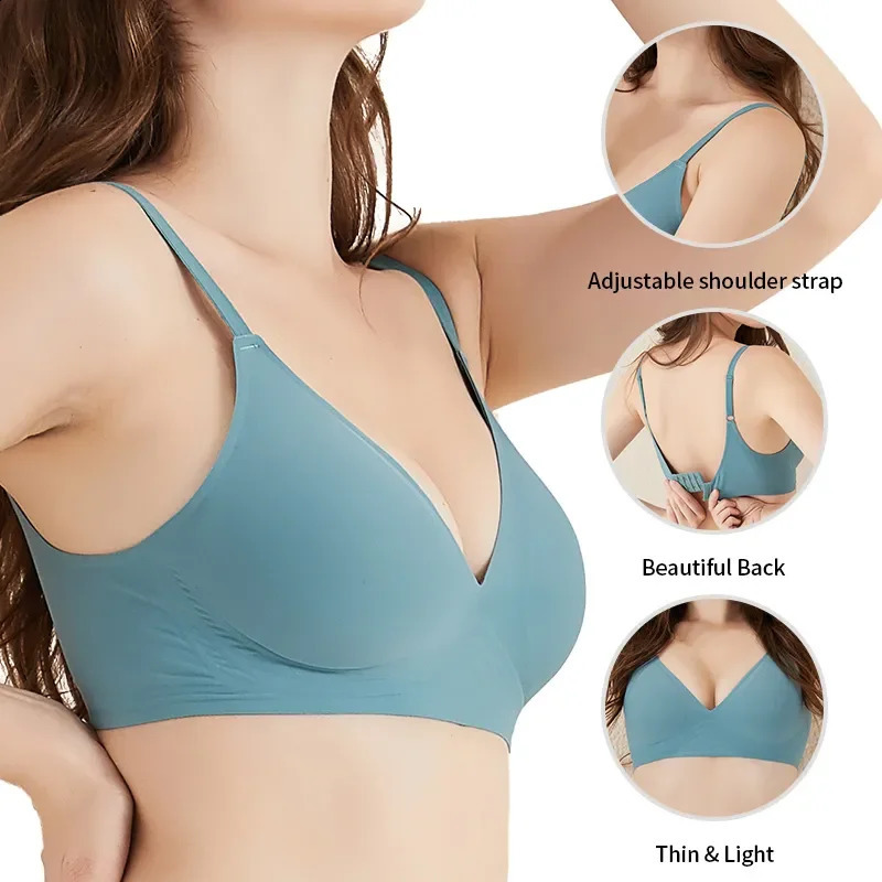 Latex Jelly Underwear Seamless Bras for Woman Wireless Sleep Removable Padded Bralette Brassiere No Wire Comfortable 240820