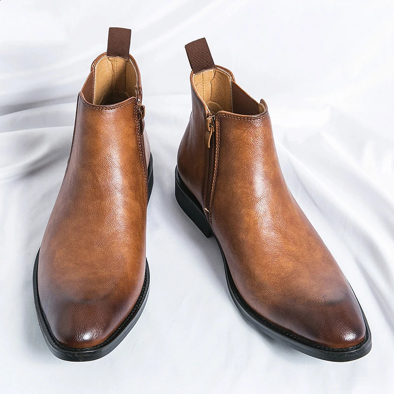 British style Chelsea boots mens ankle boots fashion zipper retro business formal boots Antumn Bota Masculina Plus size 39-45 240821