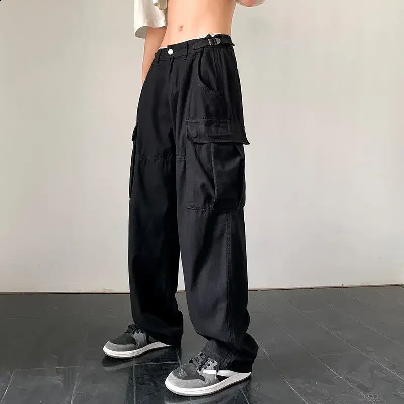 Trousers Mens Summer Straight White Wide Goods Loose Spandex Cotton Street Retro Fashion Y2k High Quality 240821