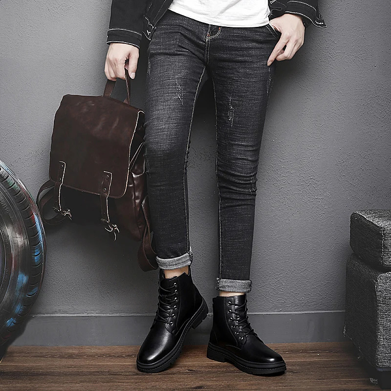 Mens genuine leather boots mens Chelsea boots handmade autumn and winter shoes casual and comfortable ankle boots Zapatos De Hombre 240821