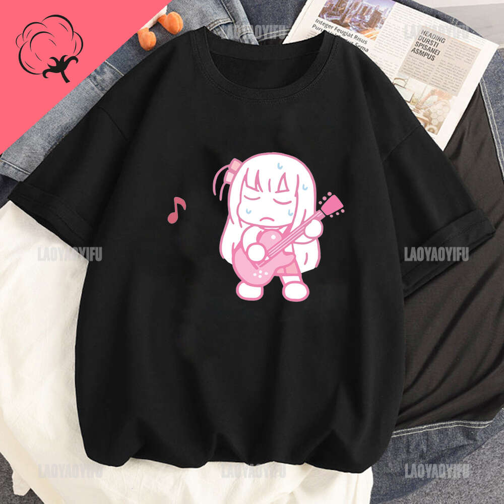 BOCCHI Anime THE ROCK Hitori Bocchi Tshirt Funny Cotton T-Shirt Kawaii Cartoon Unixex Shirt Gothic Y2k Men Women Clothing