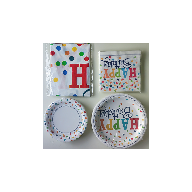 Colorful polka dot birthday decoration polka dot tableware set suitable for theme party birthday supplies