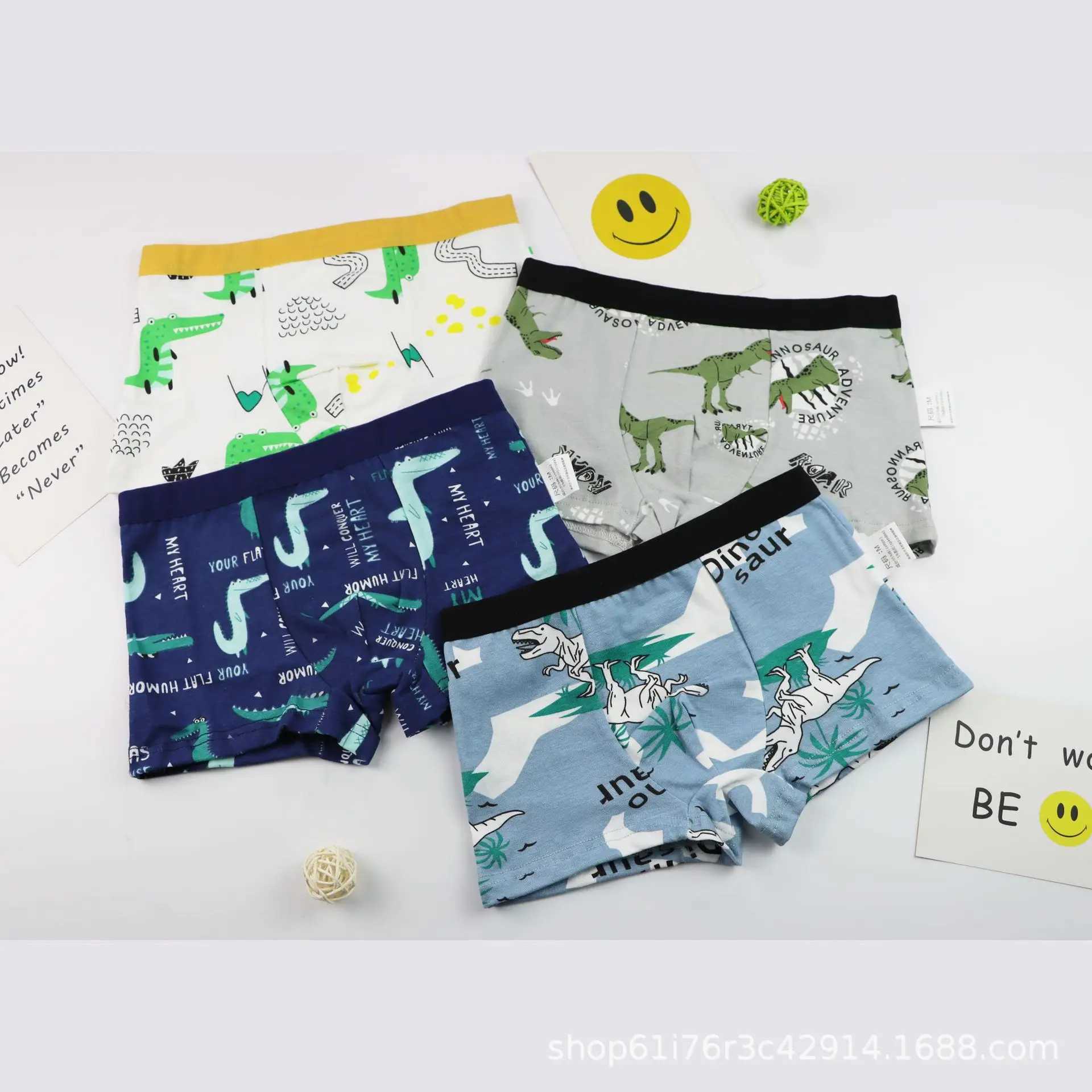 4PCS/Set Children Cotton Boxers Baby Flat Angle Panties For 1-13Years Kids Underpants Shorts Teenagers Cartoon Underwear Y240821