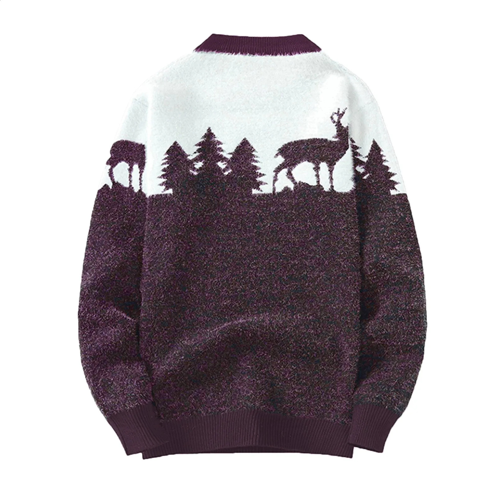 Autumn Winter Christmas Sweater Men Pullovers Deer Print Knitted Sweaters Unisex Man Woman Funny Warm Christmas Sweater 240821