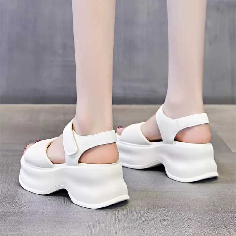 Peep Toe Super High Thick Bottom Leisure Summer Shoes Platform Vacation Slingback Women Sandals CL240806