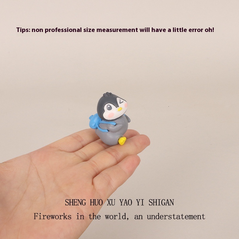 Creative cartoon mini cute funny penguin flower delivery micro landscape scene home car decoration