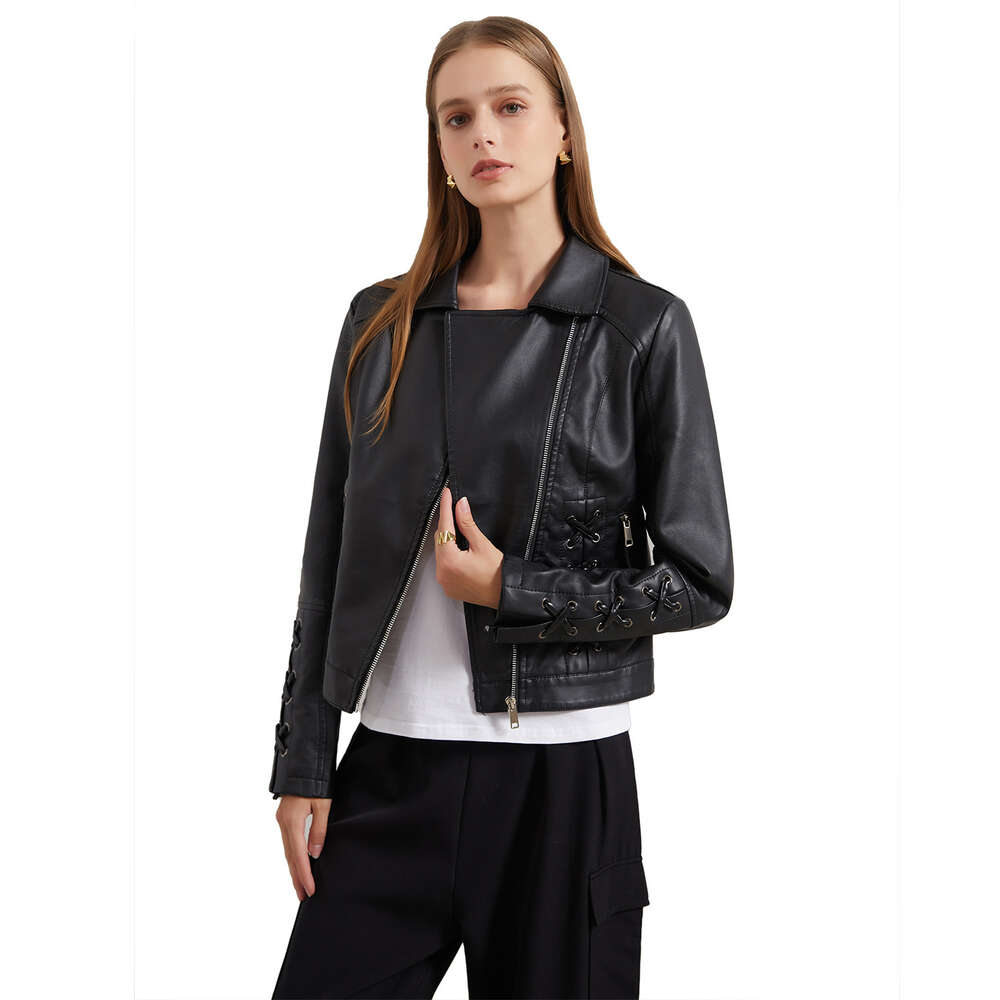 2024 New Fashion Knitted Leather Strap Coat Popular Clothing Casual Jacket Women's G5091