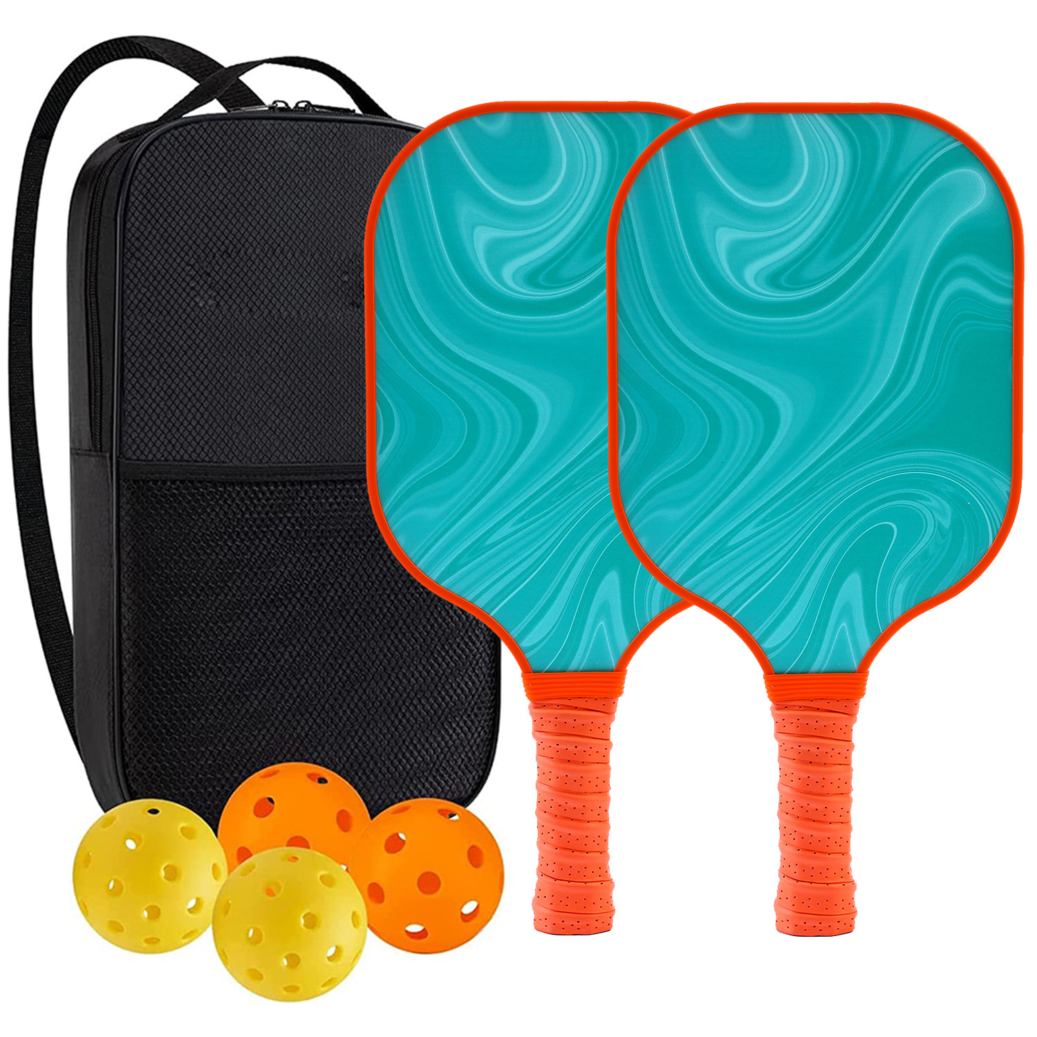 High-Performance Fiberglass Pickleball Paddle for Competitive Outdoors Games 2 Paddle & 4 ball & 1 bag 9901-9903
