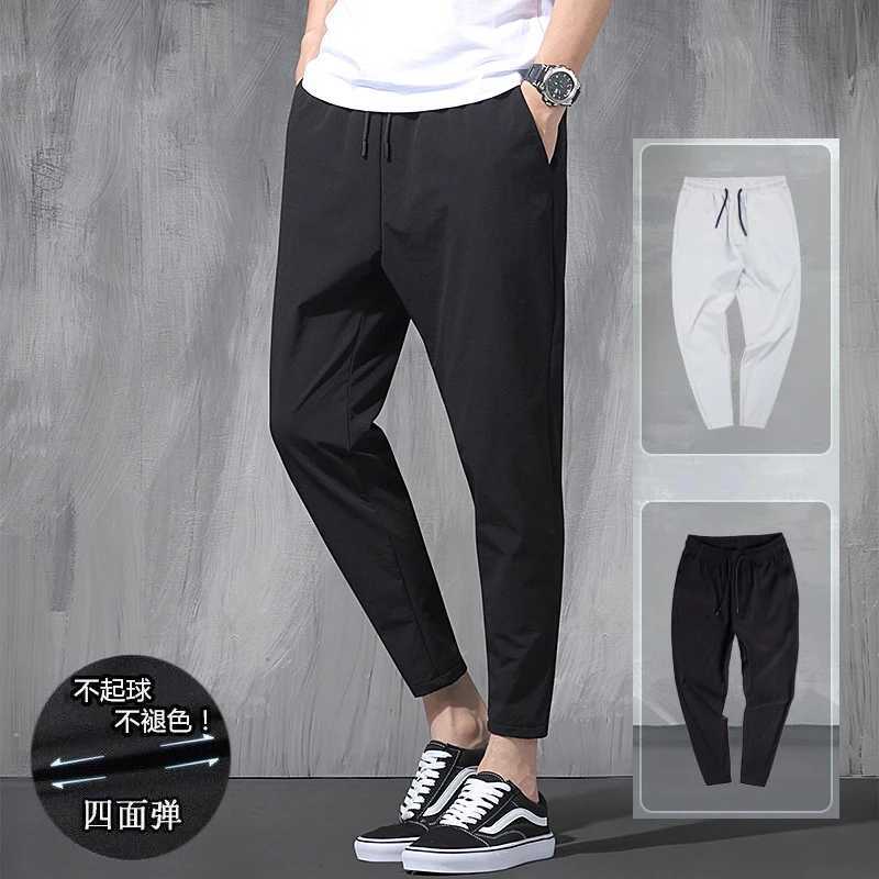 2024 New Silk Elastic Mens Loose 9-Point Large Small Foot Sports Pants SpringW240725