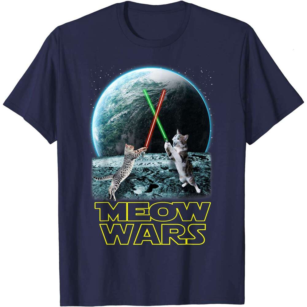 Wars Meow Cat Gifts For Cats Lovers T-Shirt Funny T Shirt Cotton Tops Tees for Male Personalized s ops ees