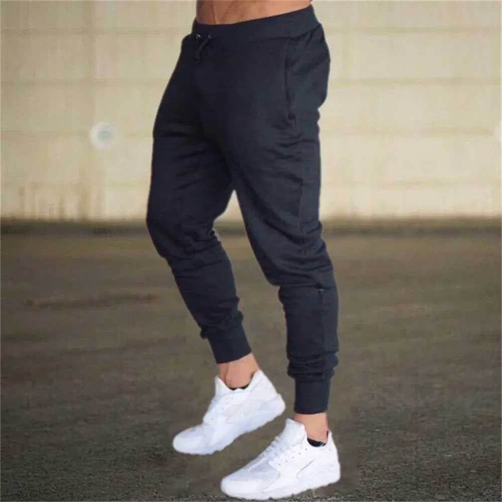 2024 Fashion Mens Gym Solid Color Pants Jogger Fitness Casual Pants Mens Fitness Tight Sports Pants Jogger Tracksuit TrouserW240725