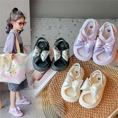 Girls Butterfly Open Black/Beige/Purple Fashion Sandals Girls New Summer Synthetic Leather Outdoor Sandals W240821