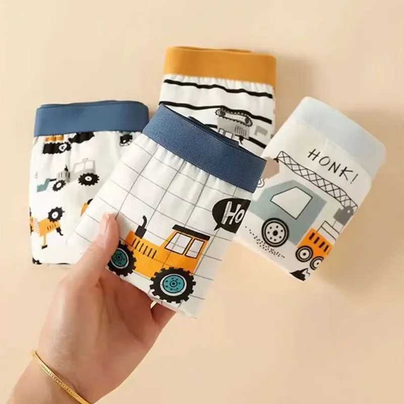 4Pcs/Lot Boy Cotton Underwear Boxer Kids Children Panties 2-12years Y240821