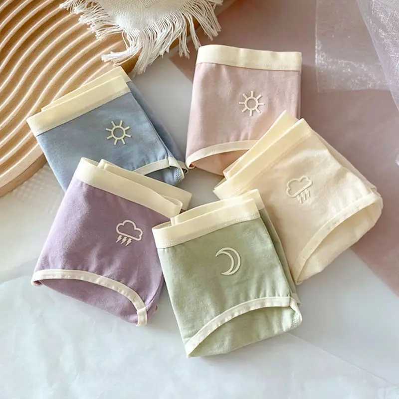 5PCS Tees Cotton Print Panties for Girls Thin Breathable Antibacterial Knickers 8+y Young Children Underwears Kids Soft Briefs Y240821
