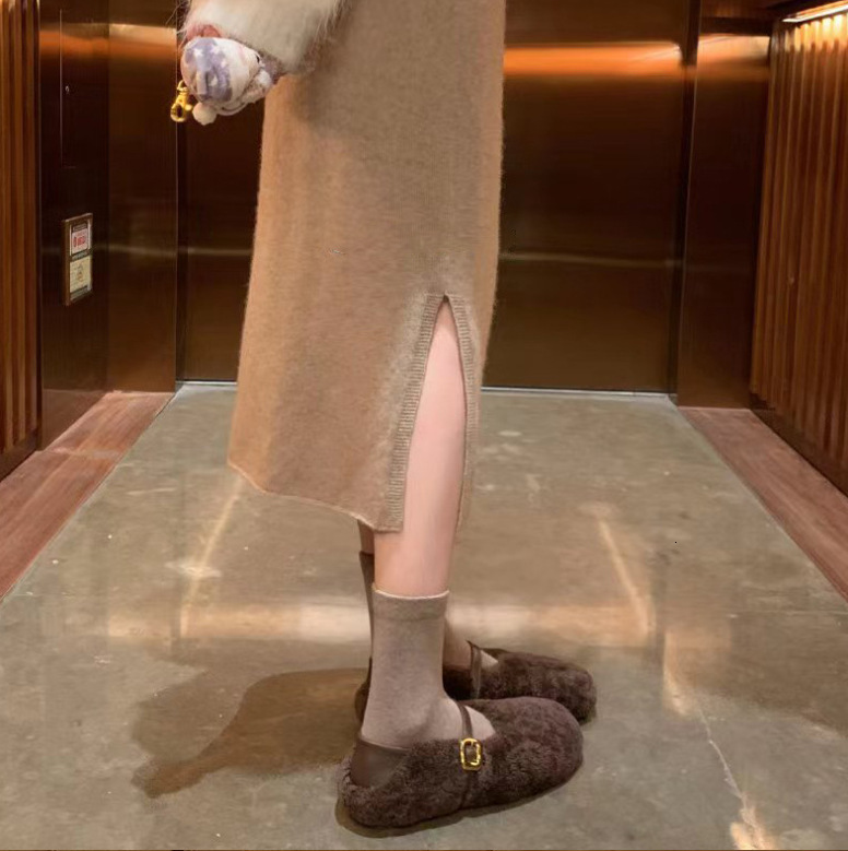 Ddmysports Maomao Welfare Style Grape Mom S Versatile Round Ead Casual Outwear With Fur Single Shoes For Women In Autumn And Winter OUTDOOR
