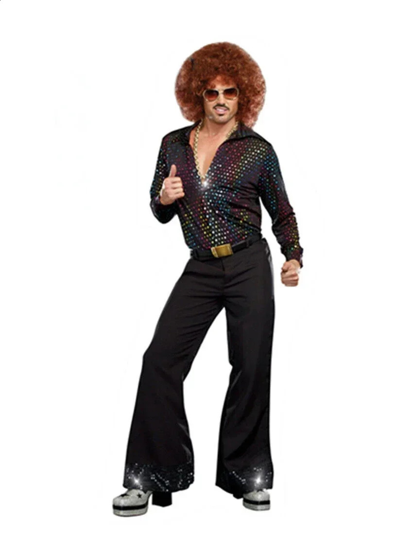 Retro 70s and 80s adult music festivals retro disco costumes Halloween role-playing parties hippie couple costumes fancy dresses 240821 ww
