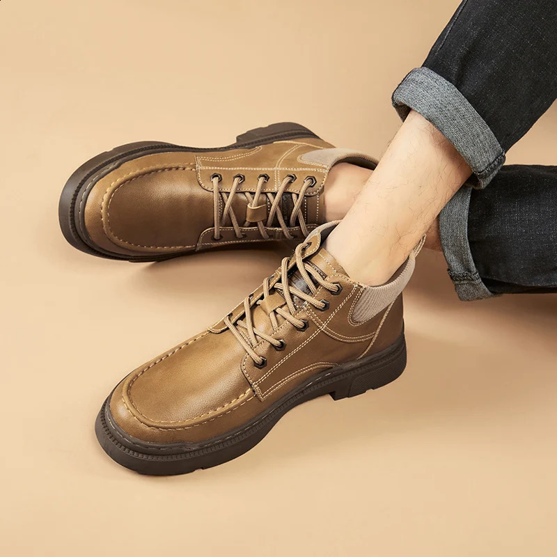 Outdoor autumn winter mens ankle boots comfortable walking sports shoes daily commuting casual shoes fashionable leather cowboy boots 240821
