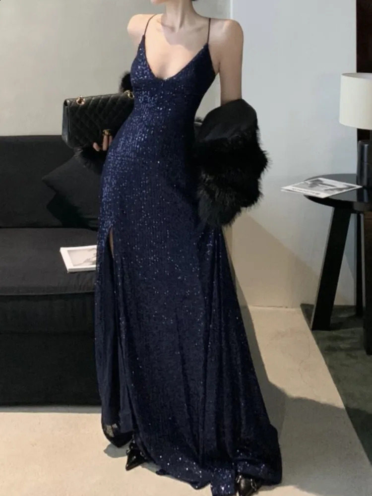 Womens backless sexy patchwork Midi summer dress spaghetti strap ultrathin evening party dance birthday womens fashionable long 240820