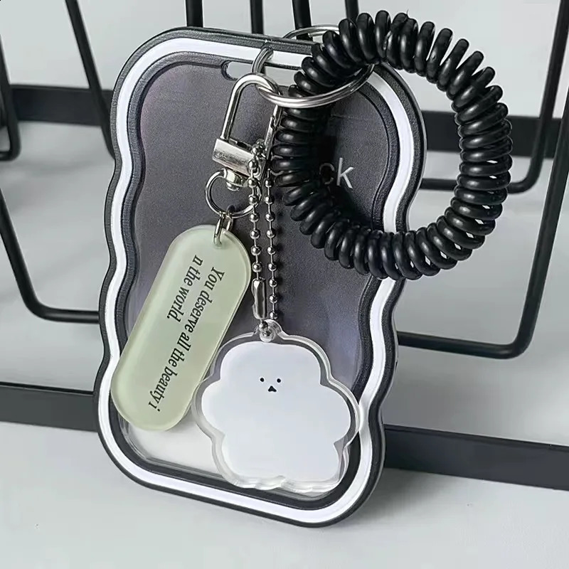 Ins Cute Transparent Card Cover Student Campus Access Fashion Keychain Badge Holder ID Credit Double sided 240820