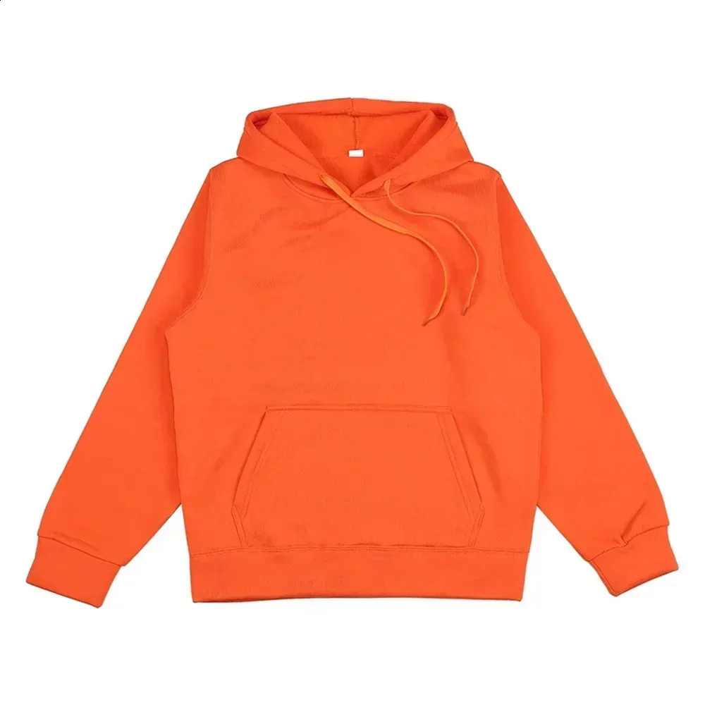 Mens fashion hooded sweater autumn and winter casual solid color hiphop street jogging loose size sports shirt 240821