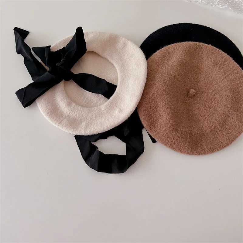 MILANCEL New Autumn Kids Hat Children Woolen Cloth Lace Up Hat Girls Beret M240821