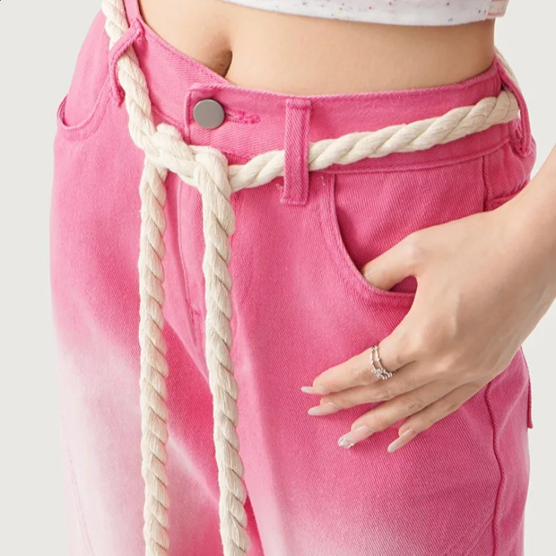 Womens Blue Pink Jeans Baggy High Waist Fashion Straight Denim Trouser Harajuku Vintage Streetwear Y2k Wide Star Jeans Pants 240821
