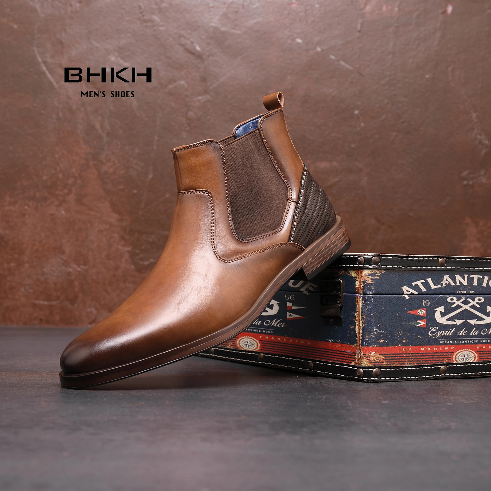 BHKH 2024 Mens Chelsea Boots Winter Mens Boots Soft Leather Elastic Band Ankle Boots Intelligent Formal Business Dress Shoes Mens 240821