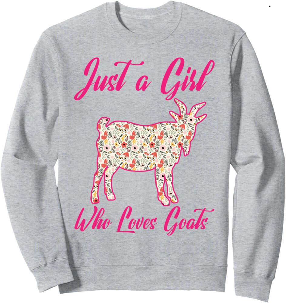 Long Sleeve Shirts for Men sweatshirt Just A Girl Who Loves Goats Floral Goat Funny Gift Sweatshirt T shirt Tee Streetwear Casual tops clothes